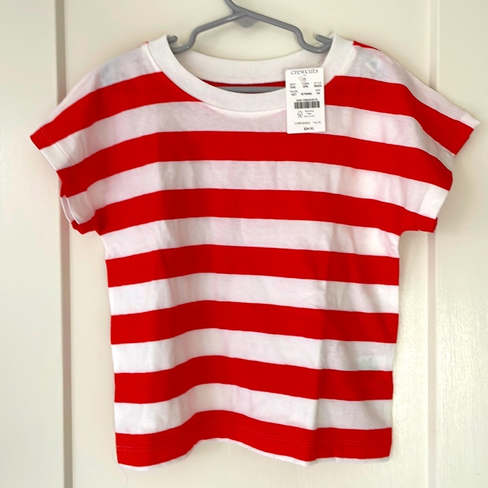 NWT crewcuts red/white striped shirt